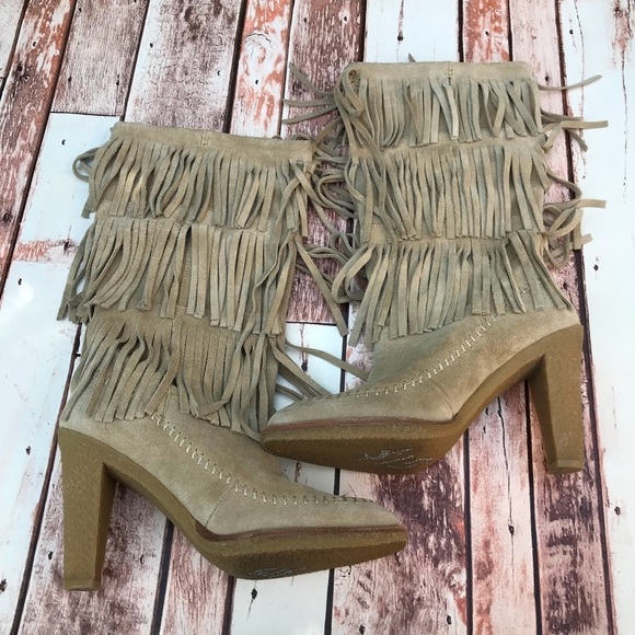 Michael Kors Moccasin Suede Fringe Boots - Picture 2 of 8